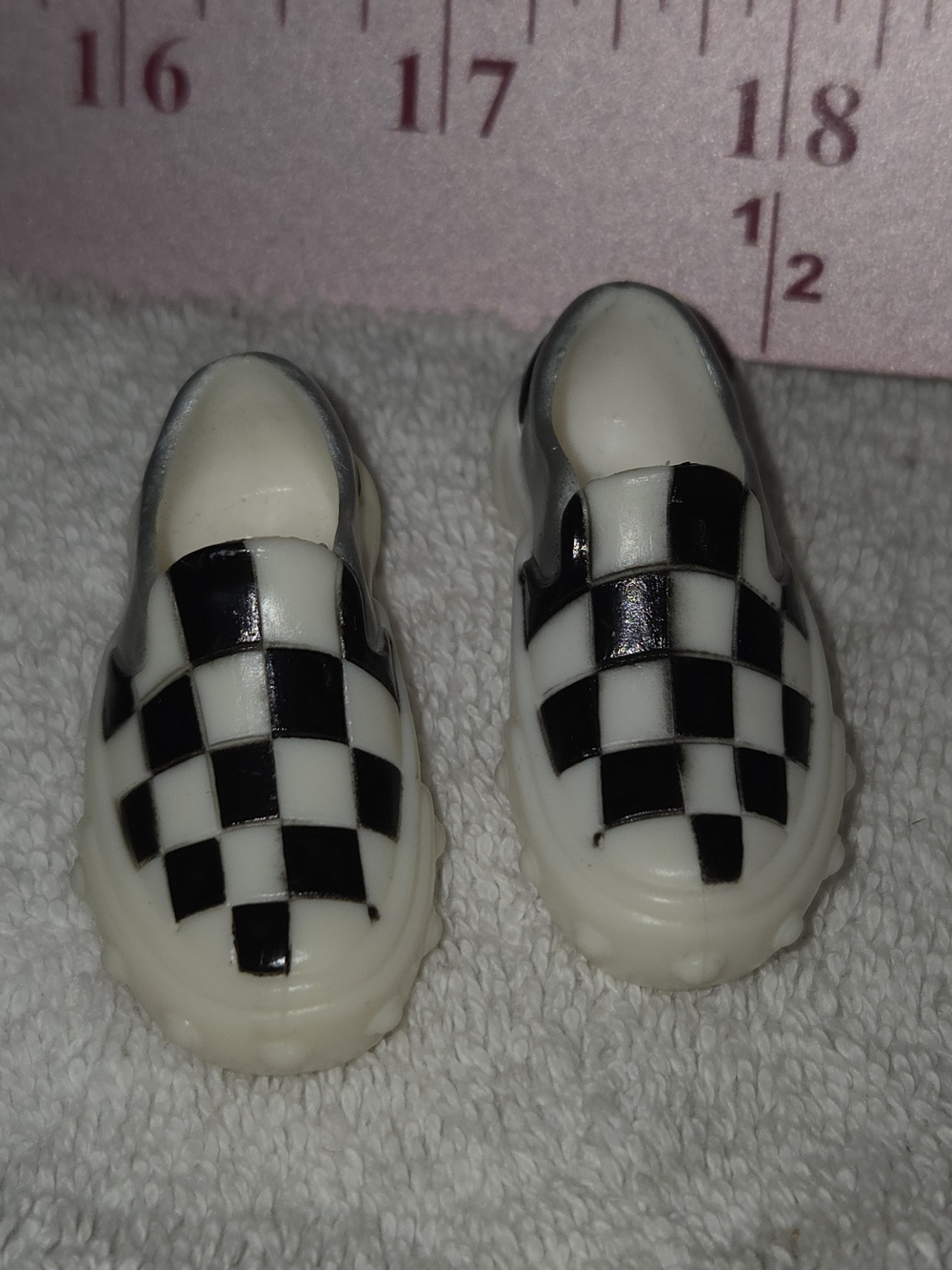 Mattel Monster High Duece Checkerboard Slip-On Doll Shoes in Black & White